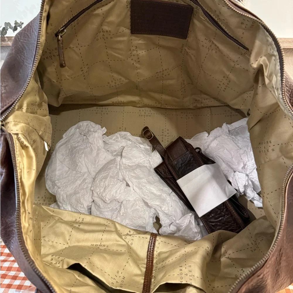 NEW Moor and Giles Benedict Weekend Bag in Titan Milled Brown - Picture 8 of 16